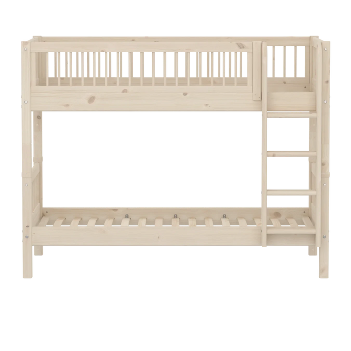 Flexa Dětská patrová postel s rovným žebříkem Classic White Washed Pine