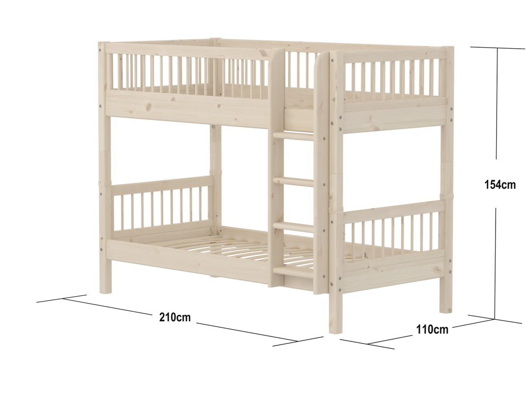 Flexa Dětská patrová postel s rovným žebříkem Classic White Washed Pine