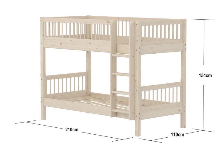 Flexa Dětská patrová postel s rovným žebříkem Classic White Washed Pine