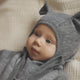 Huttelihut Dětská vlněná kukla s oušky pruhovaná Medium Grey Melange