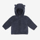 Huttelihut Dětská bunda z merino vlny s kapucí a oušky Ombre Blue Melange