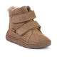 Froddo Dětské zimní barefoot boty Zeru Tex Furry Camel Brown